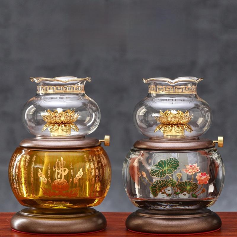 Đèn dầu 8820 thủy tinh pha lê 15cm 18cm 20cm - Hương Sen