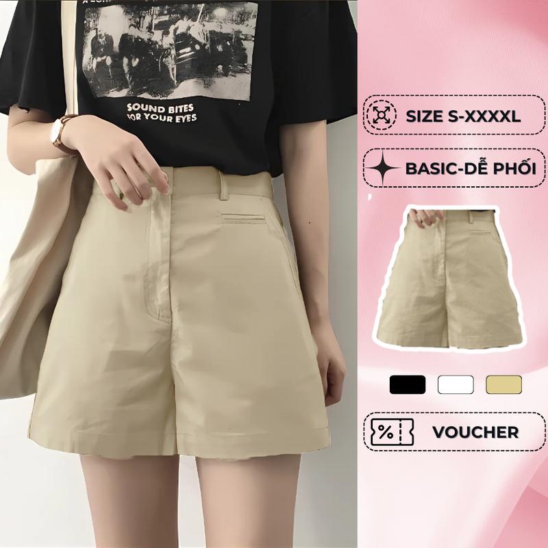 Quần Short Nữ Đùi Kaki Túi Mổ Mã 68 Cạp Cao Trẻ Trung Có Bigsize 70kg WOMEN - Pants biker gái short