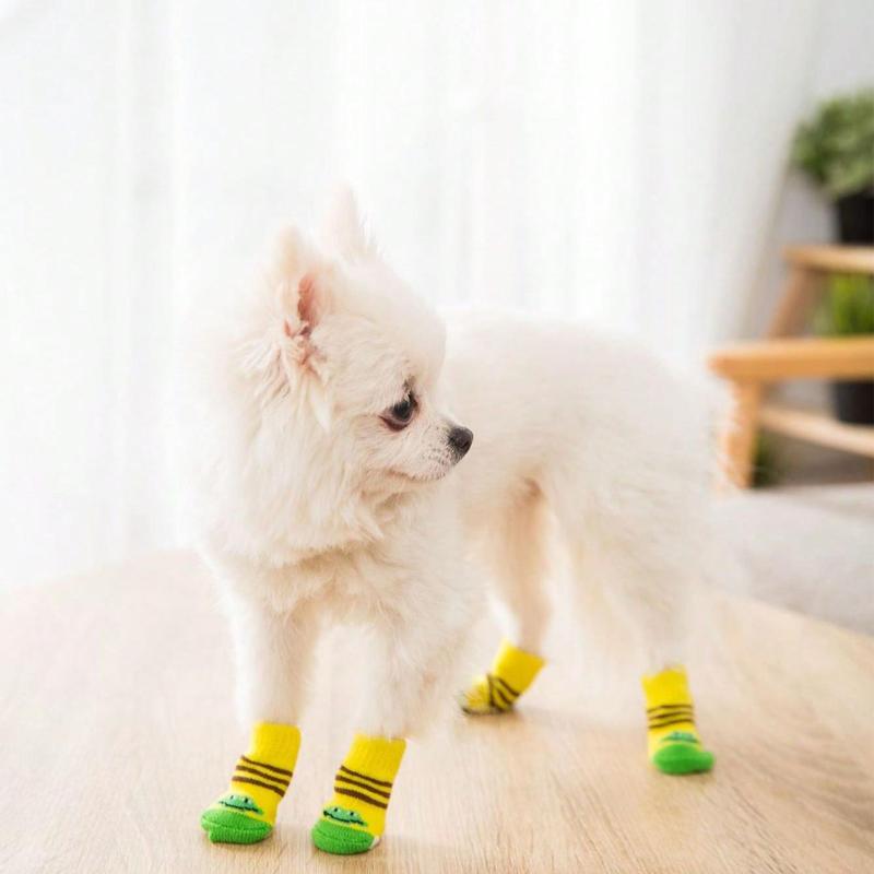 4pcs/Set Cartoon Frog Pattern Pet Socks, Cute Breathable Socks For Small Dogs & Cats, Soft Dog and Cat Clothing 6