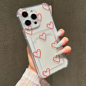Funda para celular con patrón de corazón lindo, funda protectora anticaídas, cubierta para móvil todo incluido a prueba de golpes para iPhone