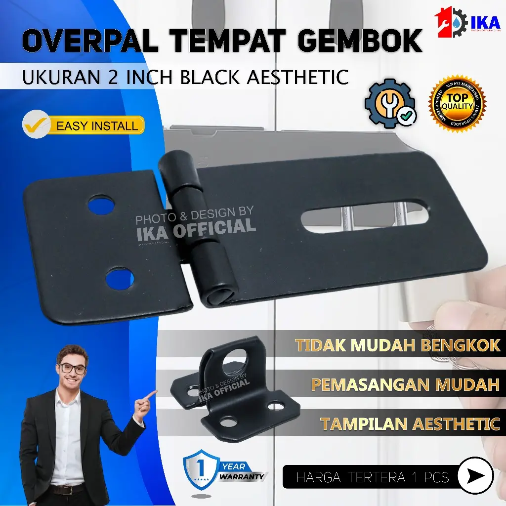 OVERPALL HITAM TEBAL STAPLES / HASPS / TEMPAT GEMBOK/ CANTELAN GEMBOK / GRENDEL OVERVAL OVERVAL HITAM 2" INCH-ENGSEL GEMBOK-KUNCI GEMBOK-GRENDEL