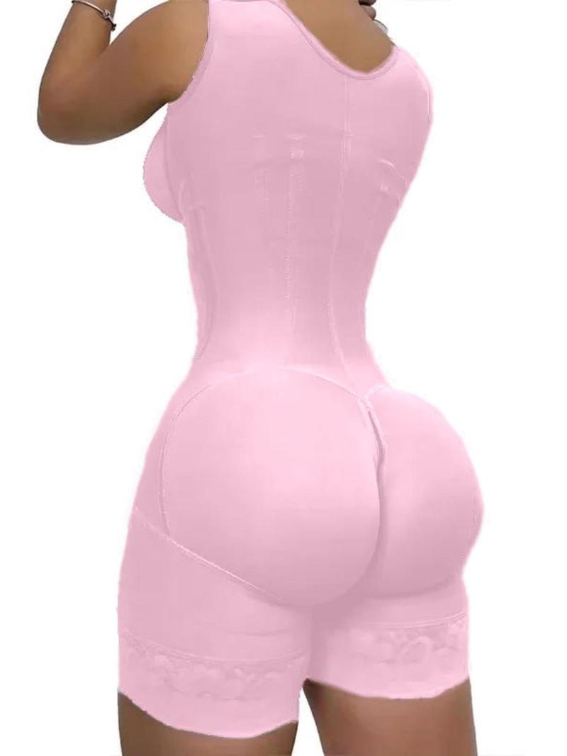 Product Introduction of Women's Solid Contrast Lace Zipper Shapewear Tank Romper, Tummy Control Butt Lifting Shaper, Women's Shapewear for Daily Wear 8