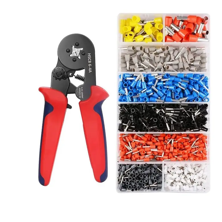 Kìm bấm cos vuông HSC8 6-4A  kèm 1200 đầu cos đủ loại cos ống tròn cos pin- Kìm bấm cos tủ điện đa năng
