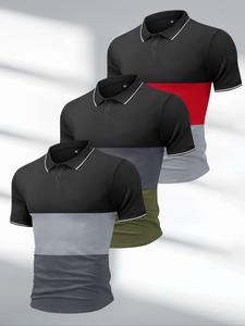 Men's Colorblock Short Sleeve Top, Regular Fit Casual Button Front Top for Summer, Fashion Men's Clothes for Daily Wear