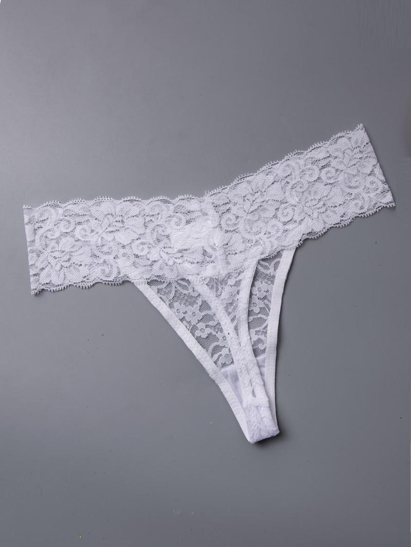Product Introduction of Women's Solid Color Contrast Lace Thong, Regular Fit Soft Comfy Breathable Panty for Daily Wear, Women's Underwear for All Seasons 3
