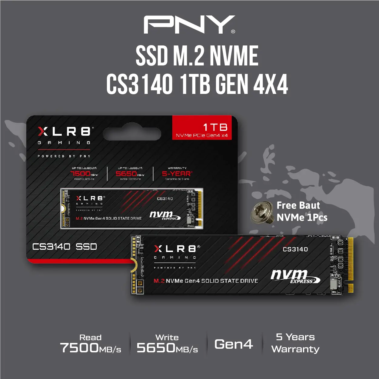 PNY SSD CS3140 M2 NVME 1TB-8TB GEN 4 M.2 Storage