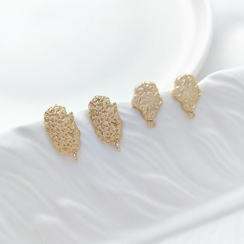 Product Introduction of Earstuds, earrings, 1 pair 2 pieces, wholesale, DIY, 14K, gold-plated, color preserved, irregular, textured, lava, with lifting ring, YY-88925 silver needle, handmade, material 11