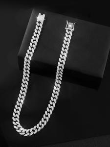 Rhinestone Decorated Cuban Chain Necklace, Punk Style Jewelry for Party, Daily Clothing Decor, Trendy All-match & Exquisite Jewelry for Birthday Gift