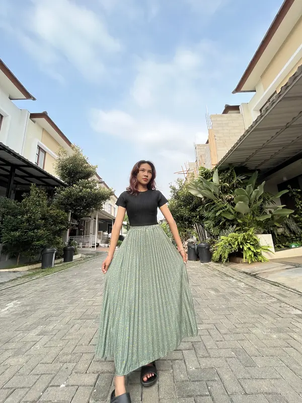 Syahnaz Plisket - Mayung Motif Bercak Abstrak - Hyget Premium - Rok wanita Karet Panjang Bawahan 7