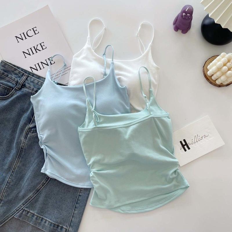 Product Introduction of [ 86k People Collection] Pure Desire Sweet and Spicy Camisole for Women, Inner Wear and Outer Wear, Beautiful Back Strap, Chest Pad, Ruched Design, Slim Fit, Flattering Top for Women 20