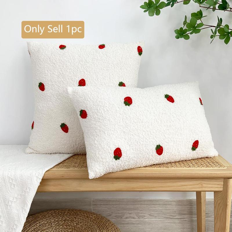 Product Introduction of Cartoon Fruit Fluffy Pillow Case, 1 Count Cute Cartoon Plush Cushion Cover without Filler, Decorative Cushion Cover for Home Sofa Bed 4