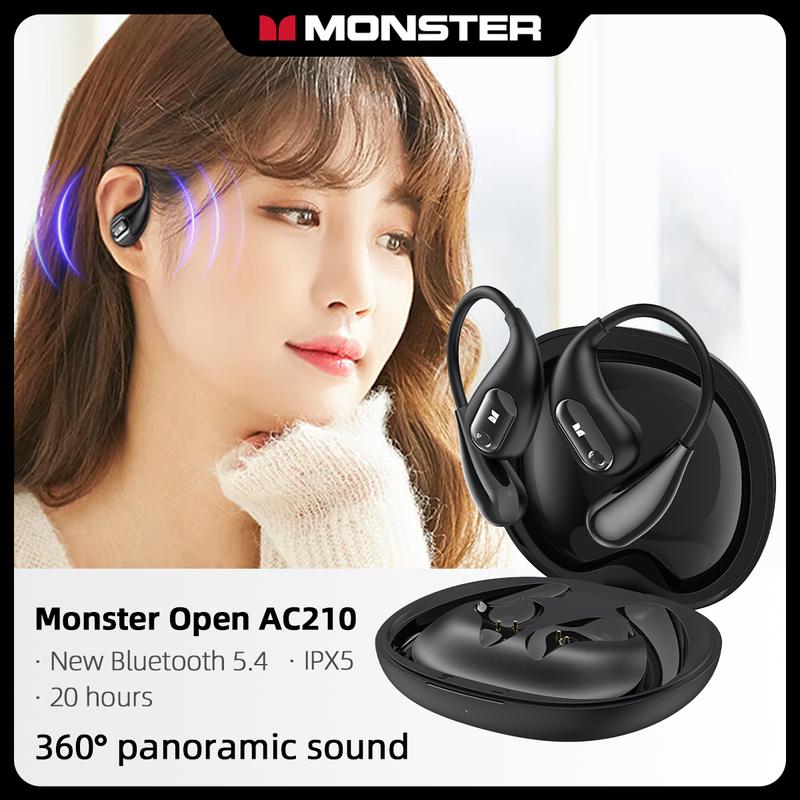 Tai nghe Bluetooth 5.4 Monster Open Ear AC210thiết kế thời trang IPX5 chống nước chống mồ hôi hiệu quả thoải mái vận động thể thao. tainghe khong nhettai