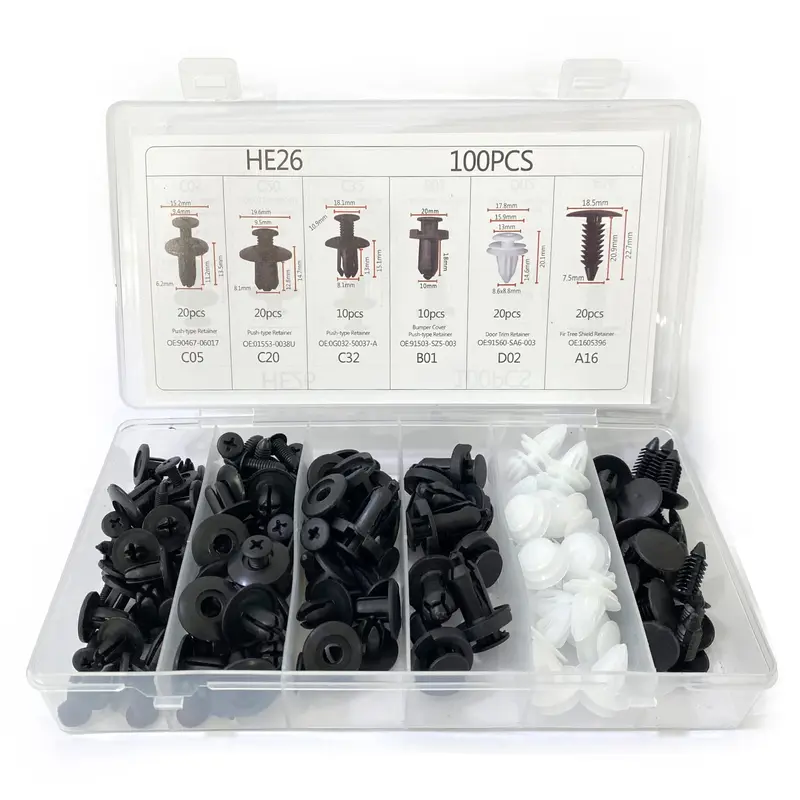 Car Bumper Clip, Plastic Rivet Fastener with Storage Box, Auto Push Pin Rivet Bumper Clip, Car Fastener Tool Kit 0