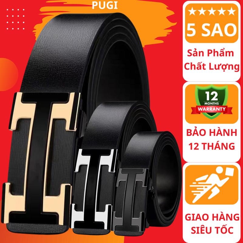 Thắt lưng nam khóa tự động Hàn Quốc,dây nịt nam da mềm mặt khóa tự động hợp kim không gỉ bản 3,3cm giá tốt PUGI - E12 Titan