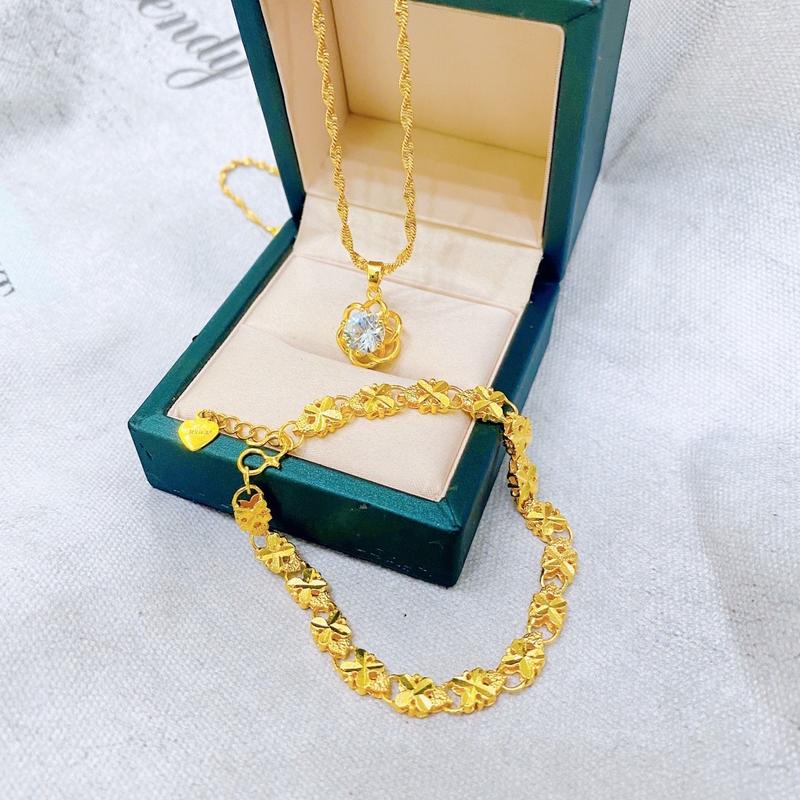 Sét dây chuyền hoa và lắc tay đủ size Women Sen