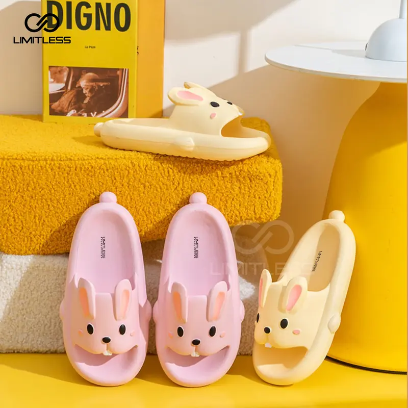 Limitless - Sandal Bunny Wanita Selop Rumah Sendal Slide Cewek Lucu Model kelinci Terbaru 2024 Black Pink - Size 30 - 41 Shoes Merah ( Jelly ) sandal  couple  ber2 1
