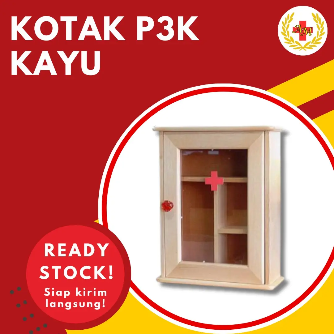 Kotak P3K Kayu Lemari Obat PPPK Dinding First Aid Kit