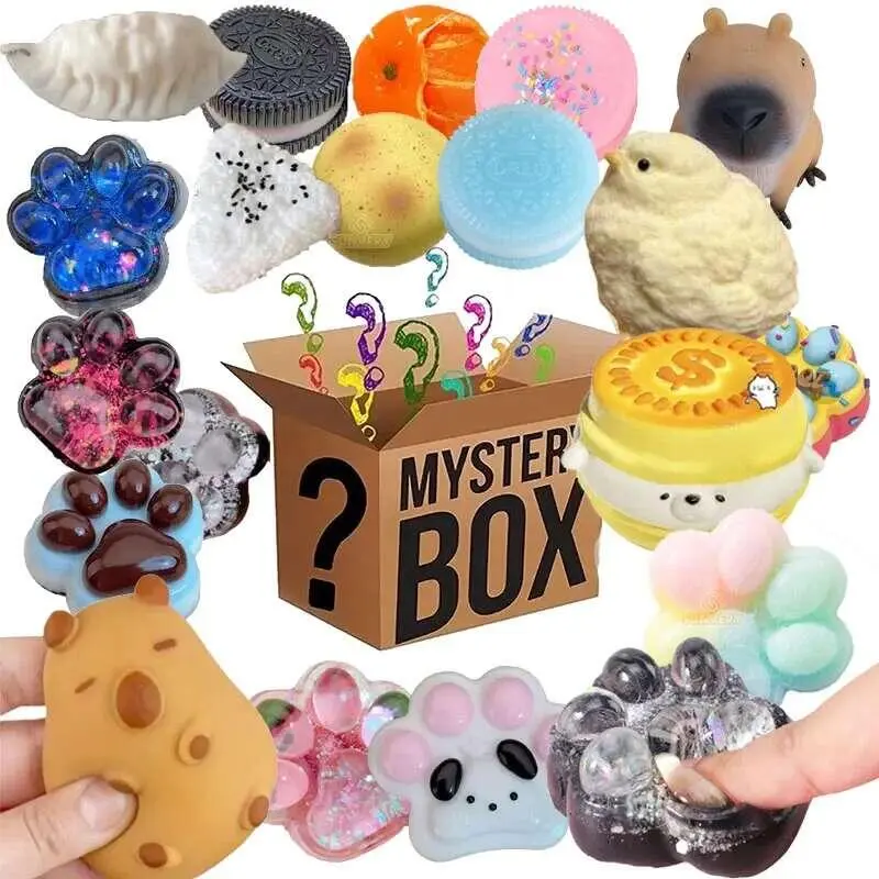 Mystery Fidget Toys Cat Paw Mysterious Pack Antistress Foot Taba Squishy Squeeze Simulated Food Mochi Squishies Toy 2025