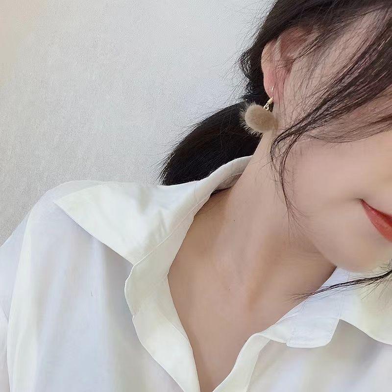 Bông Tai Quả Cầu Lông, Thiết Kế Đơn Giản Và Mới Mùa Thu Và Mùa Đông, Bông Tai Móc Tai Quả Cầu Ba Chiều, Thời Trang, Ngọt Ngào Và Tự Nhiên, Ấm Áp, Dành Cho Bé Gái Women 2