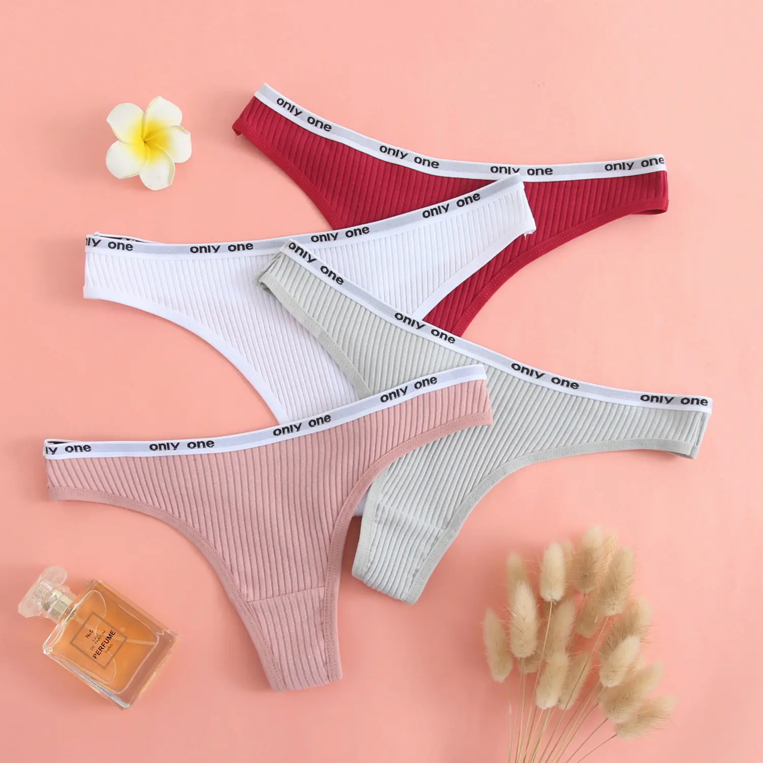 Đồ Lót Nữ, Chất Liệu Cotton, Thiết Kế Chữ Cái, Co Giãn Và Thoải Mái, Màu Trơn Kiểu Tanga, Thoáng Khí, Thích Hợp Cho Thể Thao, Quần Lót