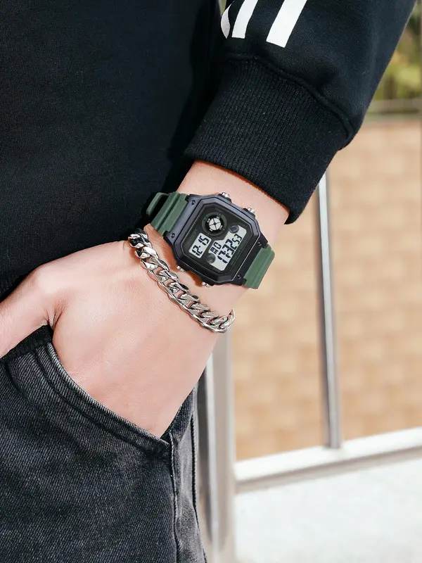 Men's Fashionable Digital Watch, Casual Sporty Digital Watch, Trendy Multifunctional Watch for Daily Life 4