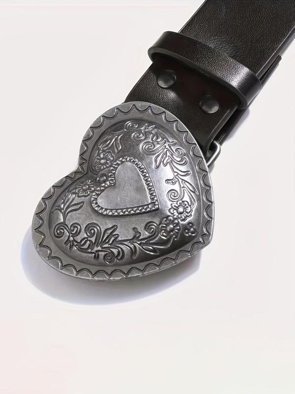 Retro Heart Shaped Buckle Belt, Fashion Belt for Women & Girls, Casual Waistband for Jeans, Pants, Dress, Fashion Belt for Party, Daily Clothing Decor 3
