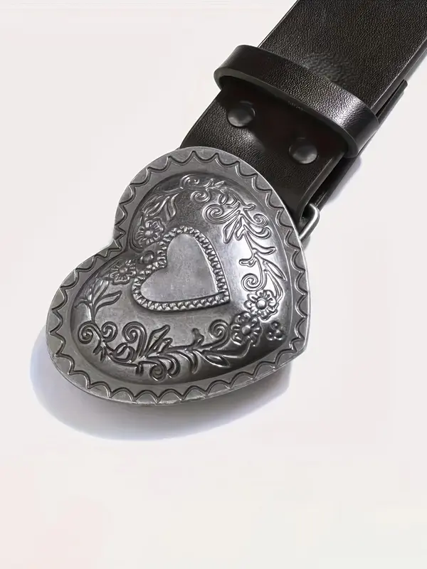 Retro Heart Shaped Buckle Belt, Fashion Belt for Women & Girls, Casual Waistband for Jeans, Pants, Dress, Fashion Belt for Party, Daily Clothing Decor 3