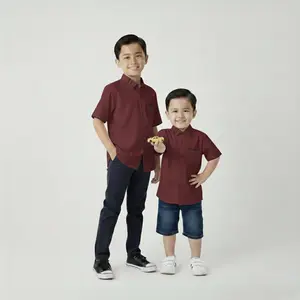 Kemeja Anak Lengan Pendek Usia 1-15 Tahun Bahan Katun 100% Adem Nyaman untuk Keseharian Fashion Remaja Laki-Laki Material Cotton Poplin & Oxford Kualitas Premium