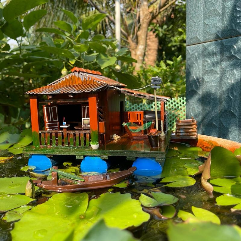Tiểu cảnh mô hình nhà miền tây nam bộ (có đèn,không để mưa) Decor Decor Phòng 4