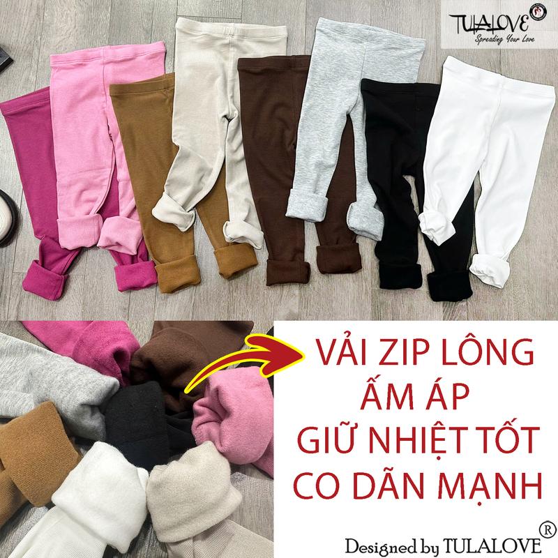 Quần Legging Dài Zip Lông Thu Đông Bé Gái Tulalove