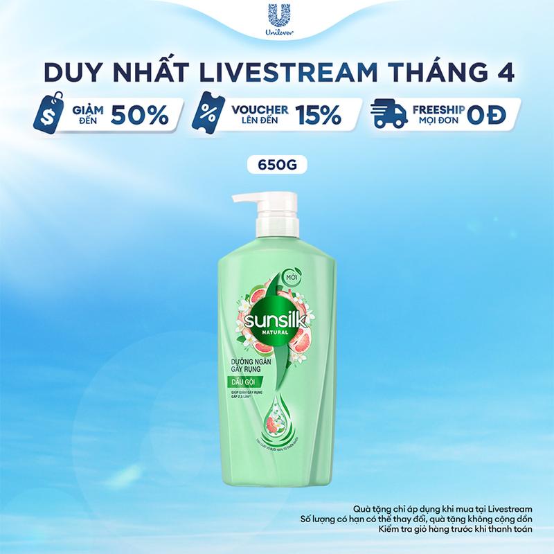 [FS] Dầu gội Sunsilk Natural thành phần thiên nhiên cho mái tóc tỏa hương và hỗ trợ giảm gãy rụng 650g [3]