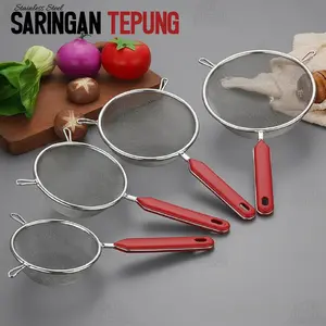 Saringan Halus Stainless steel Saringan Tebal Ayak Tepung Bumbu Serokan Minyak Teh Jus 12cm 14cm 16cm 18cm Multifungsi