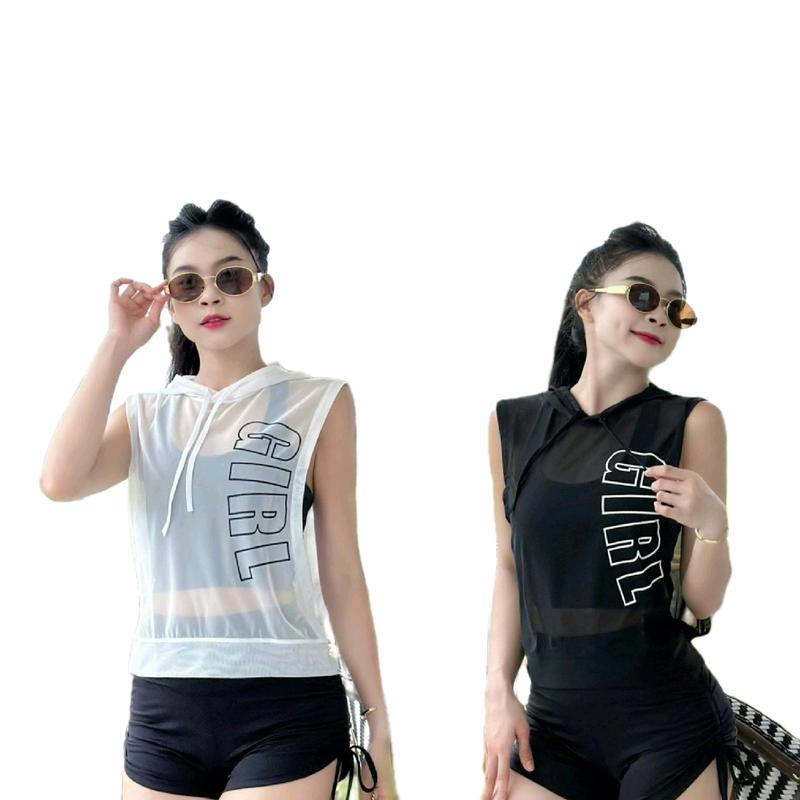 Áo tanktop GIRL lưới Y13 có nón với kiểu dáng khoét sâu 2 bên tạo điểm  nhấn thích hợp chạy bộ , tập gym , yoga , arobic , zumba Sport