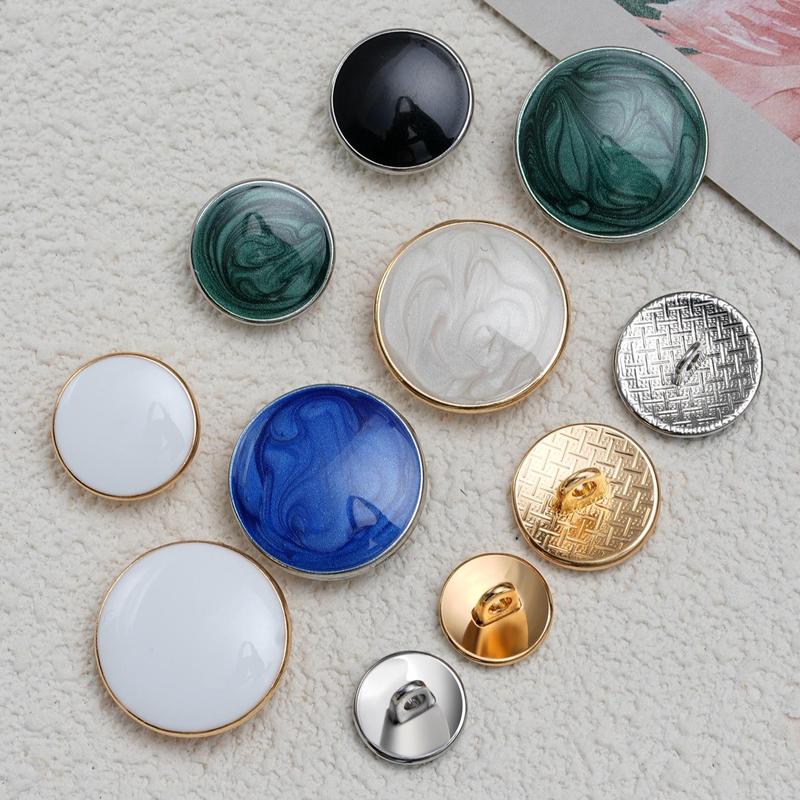 Product Introduction of Round Button, 10pcs Simple Oil Drip Button, DIY Clothing Decoration Accessories for Coat, Jacket, Handmade DIY Clothing Accessories 6