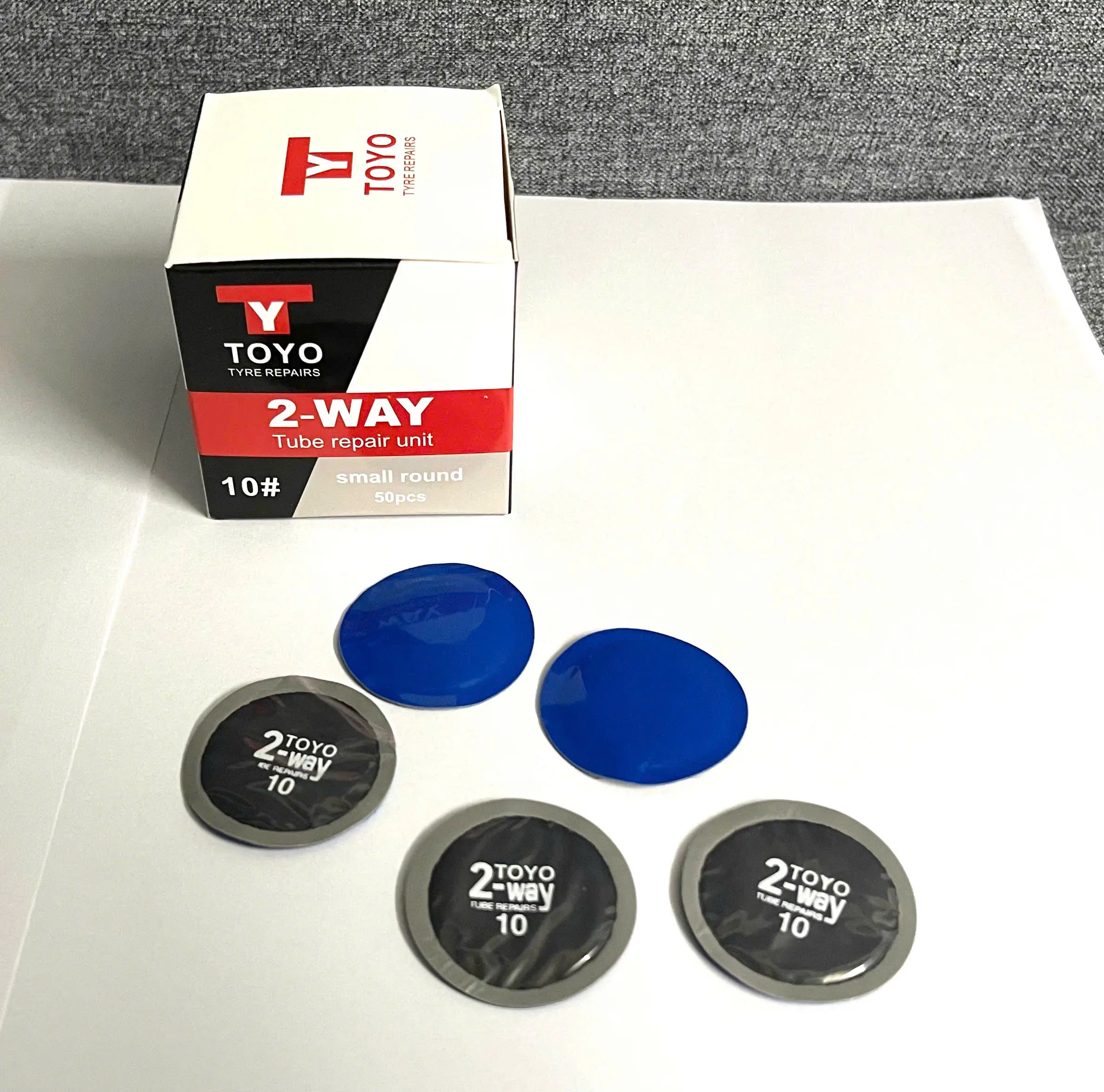 Miếng vá săm lốp loại nhỏ TOYO 2way 10#, kích thước 35mm, hộp 50 miếng, thích hợp cho lốp xe máy