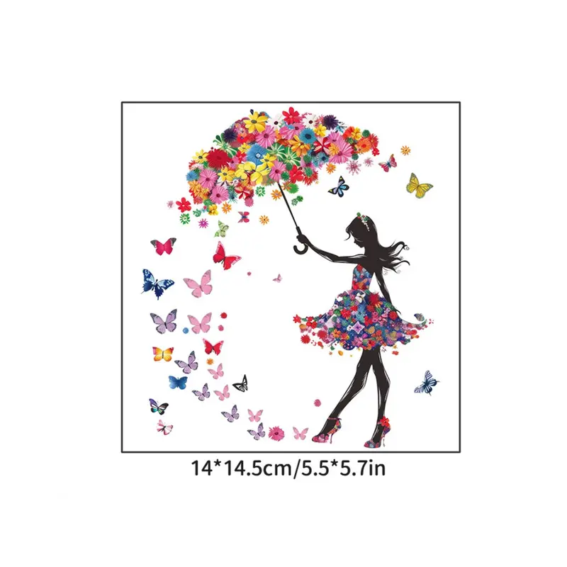 Butterfly Flower Umbrella Girl Switch Sticker Decorative Wall Sticker Bedroom Switch Socket Sticker Self-adhesive 7