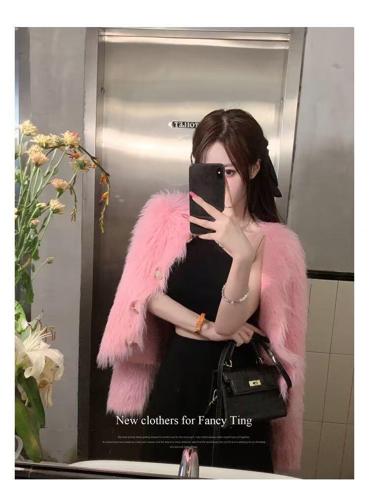 Product Introduction of Áo Khoác Len Cardigan Dệt Kim, Len Như Lông Chồn, Dành Cho Nữ, Phong Cách Hàn Quốc, Bộ Sưu Tập Mùa Xuân, Hàng Mới Về 2024, Ngắn, Hàng Châu Âu, Mềm Mại Và Nếp Women Top Trắng 7