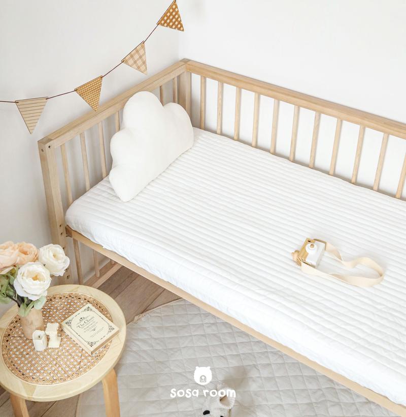 Product Introduction of Ga bọc nệm cho bé, cotton trần bông hữu cơ, màu trắng trơn, siêu mềm êm 12