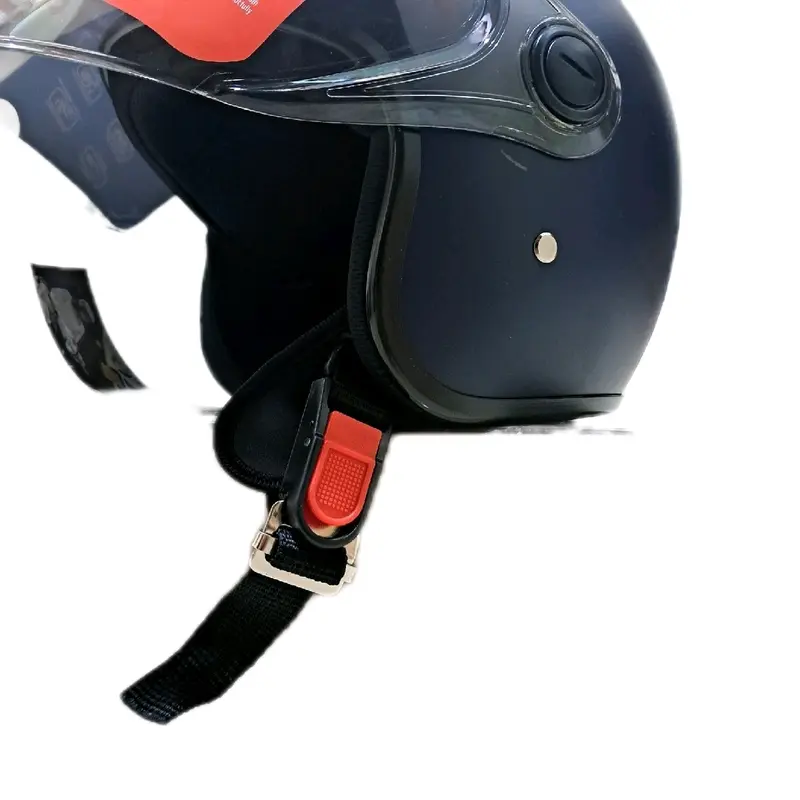 Khóa cài dây Mũ bảo hiểm Nửa đầu ,mũ 3/4  Inox Helmet phutung đen + đỏ 3