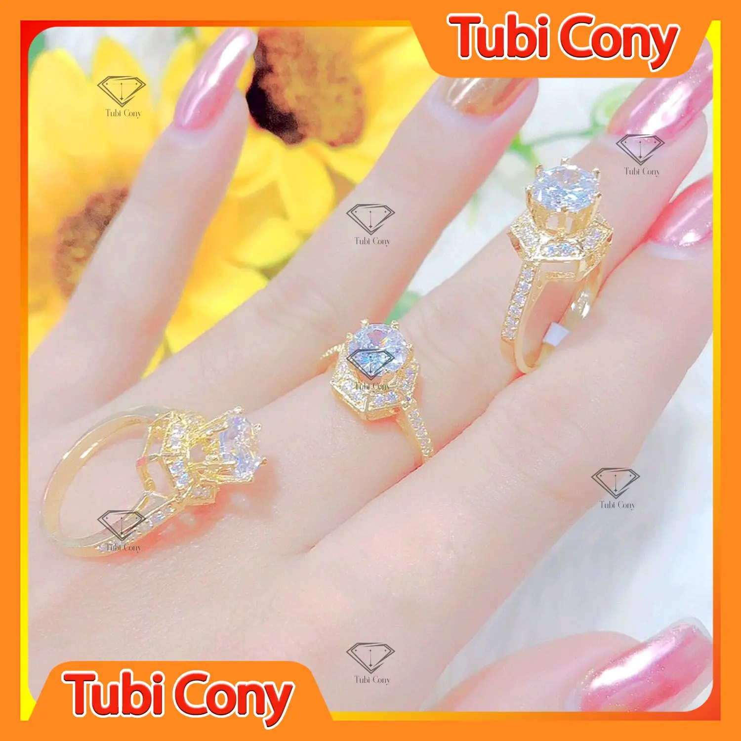 Nhẫn Nữ Mạ Vang N477 - Tubi Cony Đính Đá CZ - Mang đi chơi, đi tiệc đều đẹp