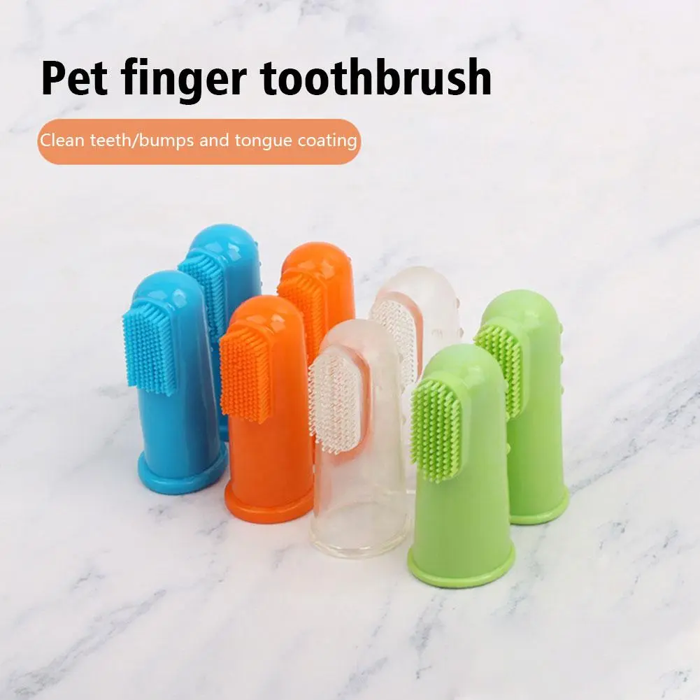 Hot Sales Dog Cat Cleaning Supplies Soft Pet Finger Addition Toothbrush Dog Care Teddy O5P6