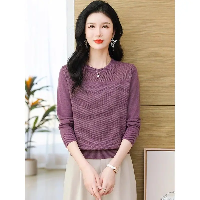 Đồ Len Cho Nữ, Giá Bán Buôn, Thời Trang Mới Cho Mùa Xuân Và Mùa Thu 2024, Bó Sát, Áo Lớp Cơ Sở Dệt Kim, Cổ Tròn,  Len Cao Cấp, Quần Áo Nữ Top Women 7