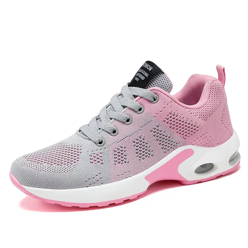Women's casual shoes, breathable and lightweight home shoes, lace up air cushion sports shoes Flat Pink Wanita Sneakers