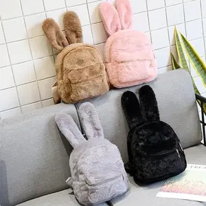 Tas Ransel Bulu Wanita Bentuk Kelinci Ransel Perempuan Korea
