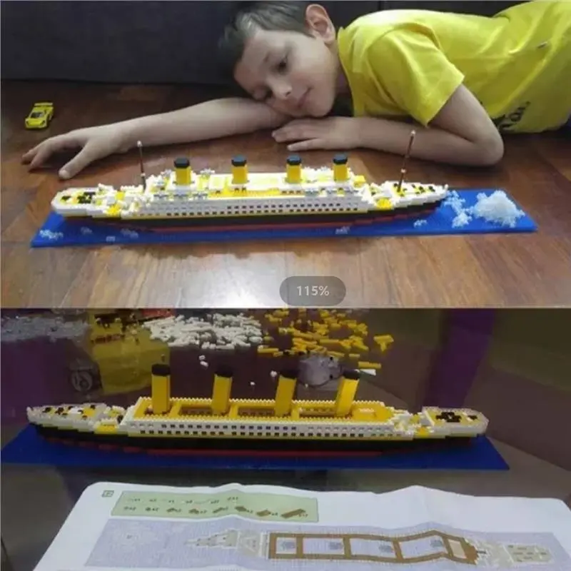 [BYLAM] Titanic khối xây dựng Đồ chơi lắp ráp khổng lồ bé trai và bé gái Xếp hình Mô hình Tàu Du Lịch Quà tặng ngày lễ tình nhân 4