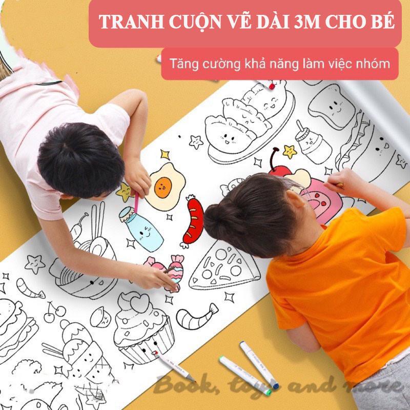 3M Tranh Cuộn Tập Tô Màu Dán Tường cho bé, có thể cắt hình dán tùy ý, tranh tập vẽ cho bé Đồ Chơi Toy