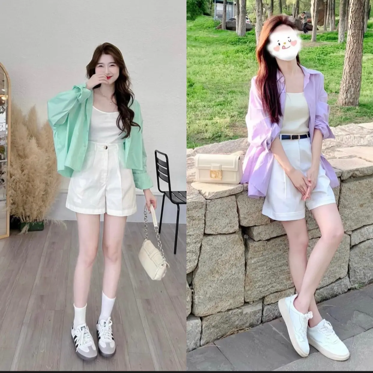 SÉT NỮ DỄ THƯƠNG GỒM ÁO SƠ MI TAY DÀI,ÁO BA LỖ,DÂY NỊT VÀ QUẦN ĐÙI CÓ TÚI