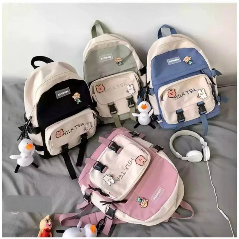 NF Milk tea - Ransel tas punggung backpack korean style tanpa gantungan 0