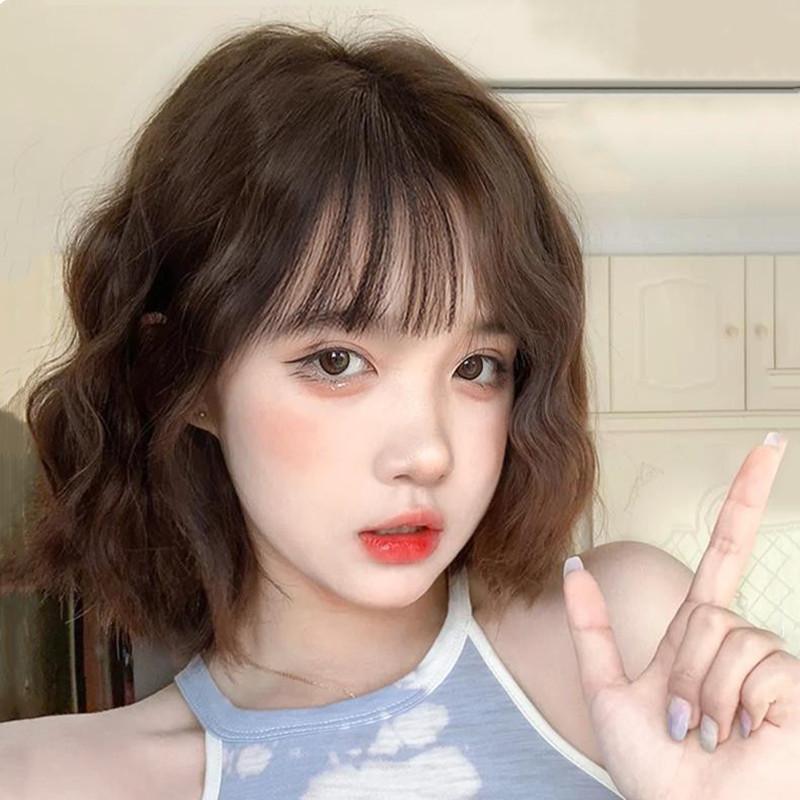 Product Introduction of Wig women's medium-long hair wool curly air bangs shoulder-length egg roll head wig 2