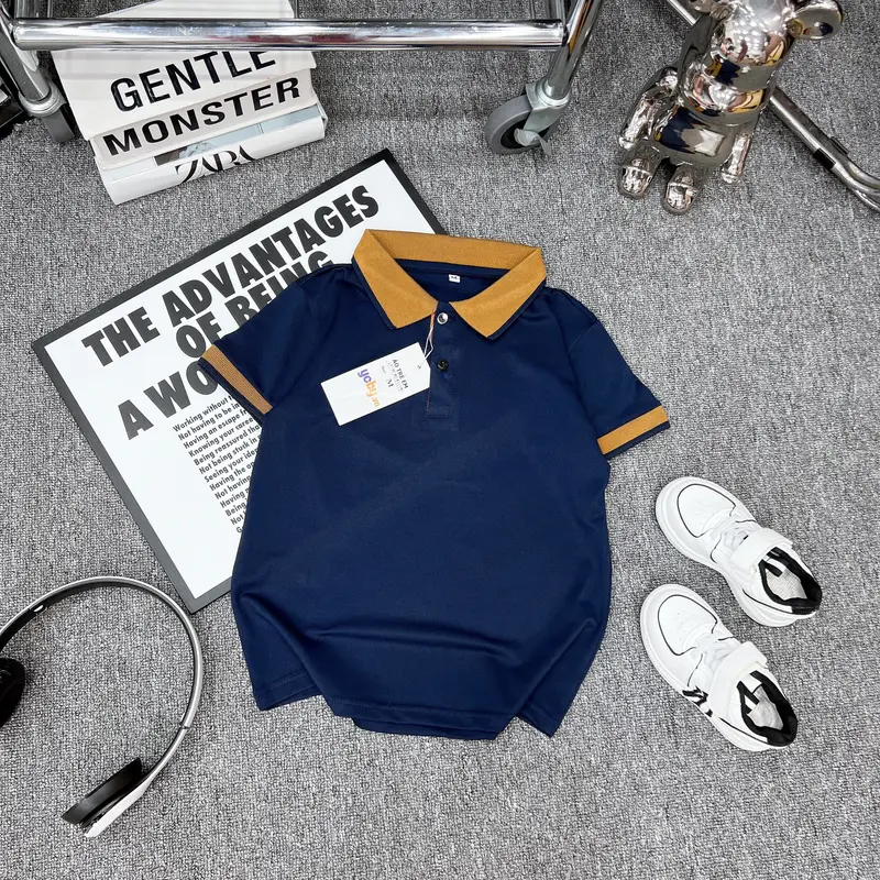 áo thun polo cho bé trai bé gái phối cổ vải cotton mắt chim hàng kỹ bán shop từ 13-38kg siêu xinh  Có Cổ 2